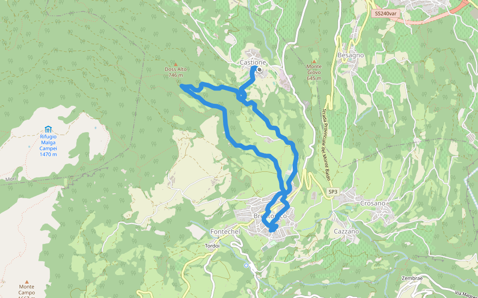 Apt Rovereto Brentonico walking route map in Castione