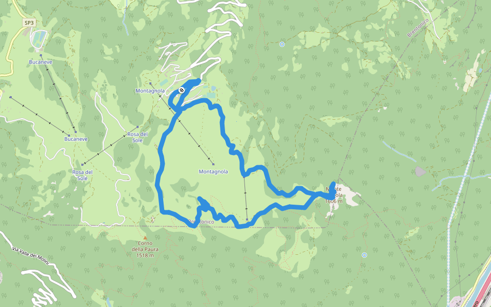 Strada forestale Vignola walking route map in Polsa
