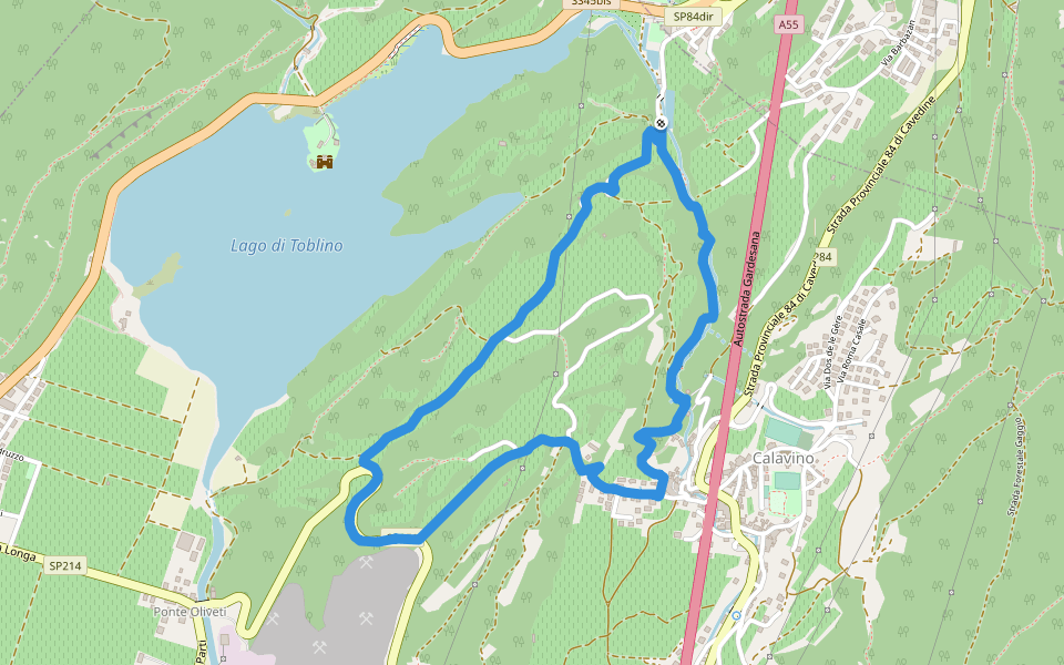 Calavino e la sua roggia walking route map in Padergnone