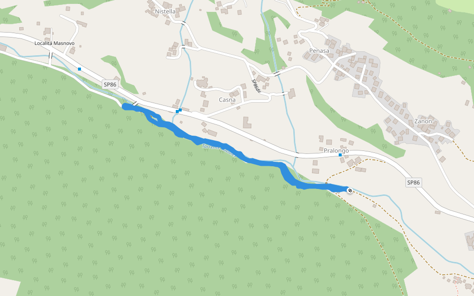 Torrente Rabbies walking route map in Pralongo