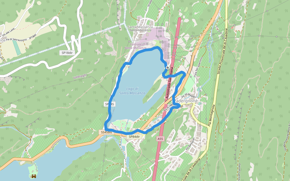Lago di Santa Massenza walking route map in Padergnone