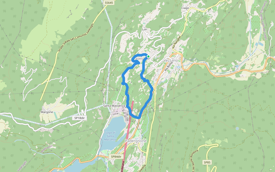 Strada vecchia per Margone walking route map in Fraveggio