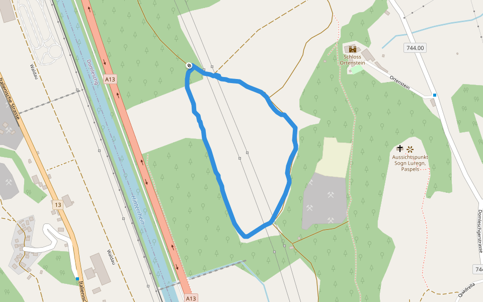 Vischnos walking route map in Domleschg