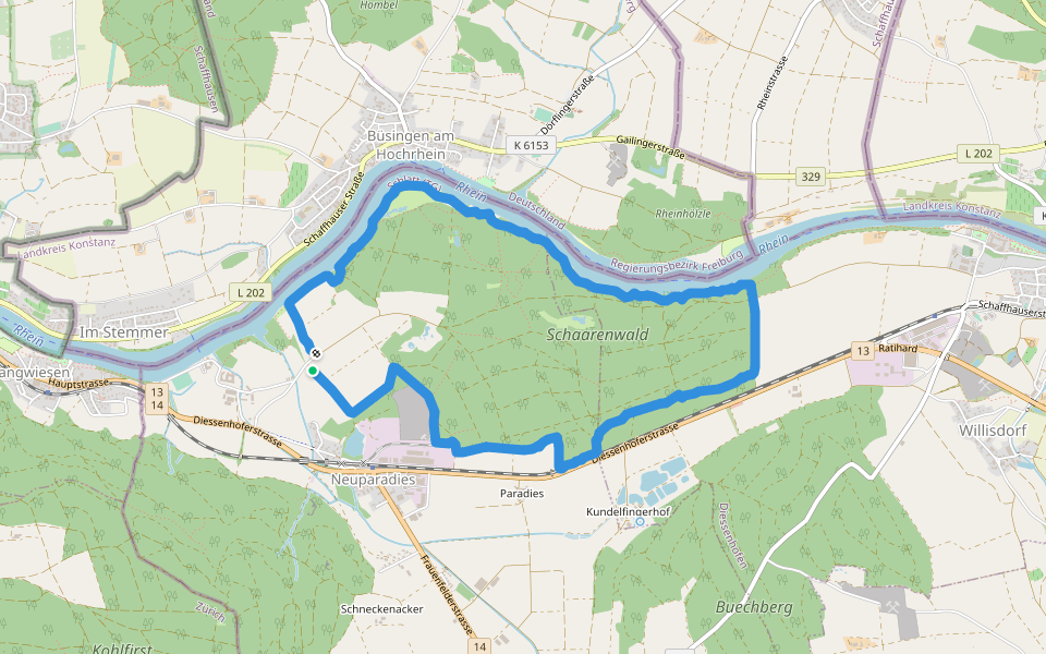 Schaarewald walking route map in Schlatt