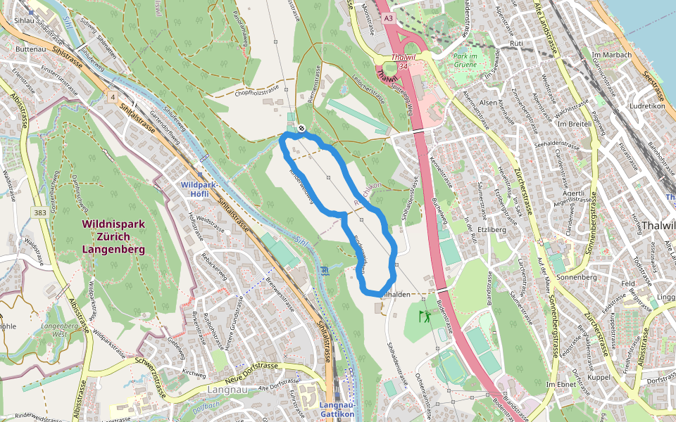 Pflugweg walking route map in Rüschlikon