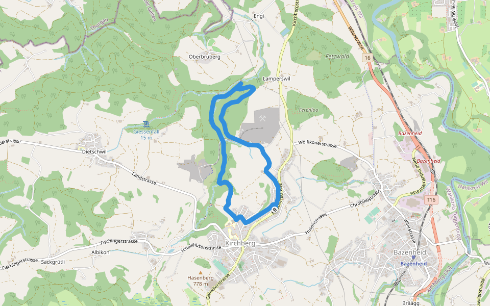Chalchbüelstrasse walking route map in Kirchberg