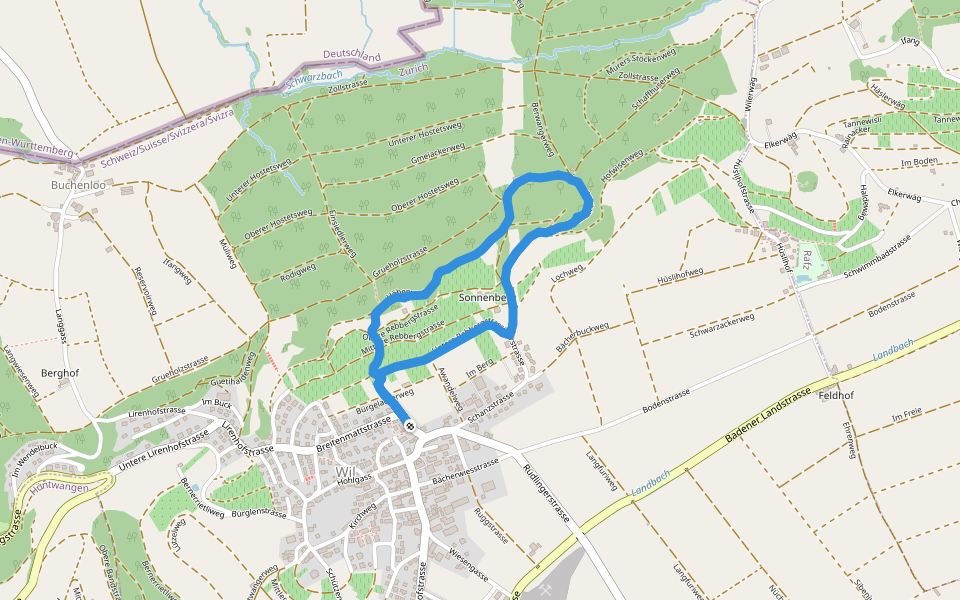 Oberer Hostetsweg walking route map in Wil