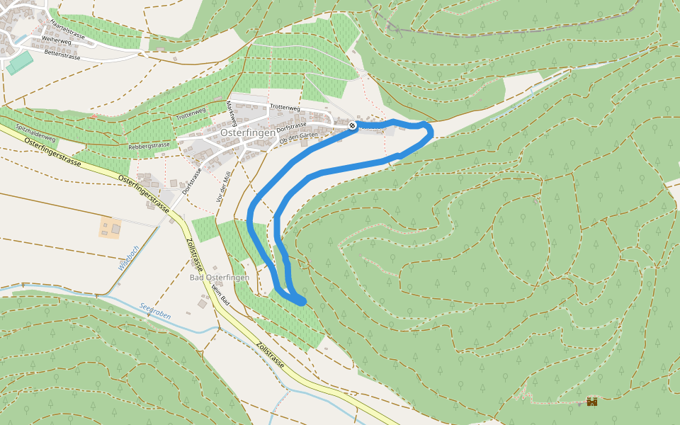 Regionaler Naturpark Schaffhausen walking route map in Osterfingen