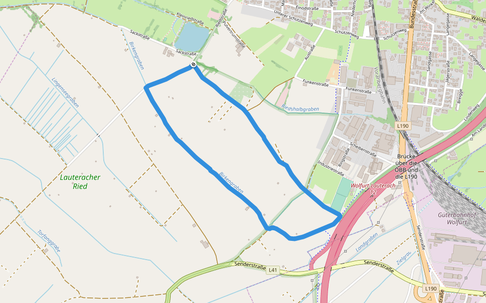 Lauteracher Ried walking route map in Lauterach