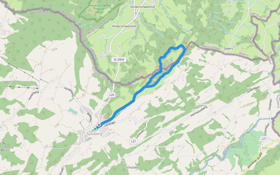 Sulzberger Hochmoor walking route map in Sulzberg