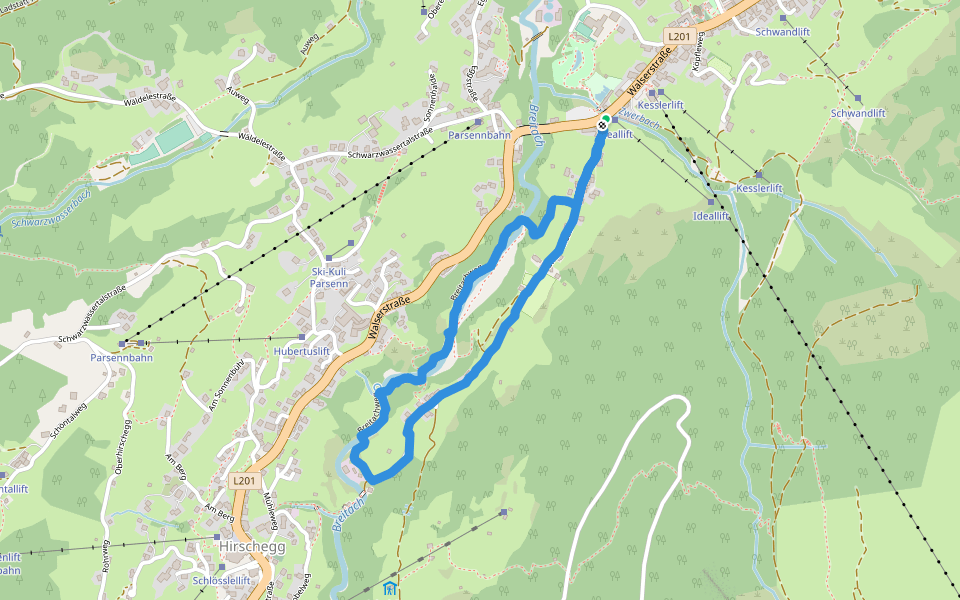 Burmi Rundweg Riezlern walking route map in Riezlern
