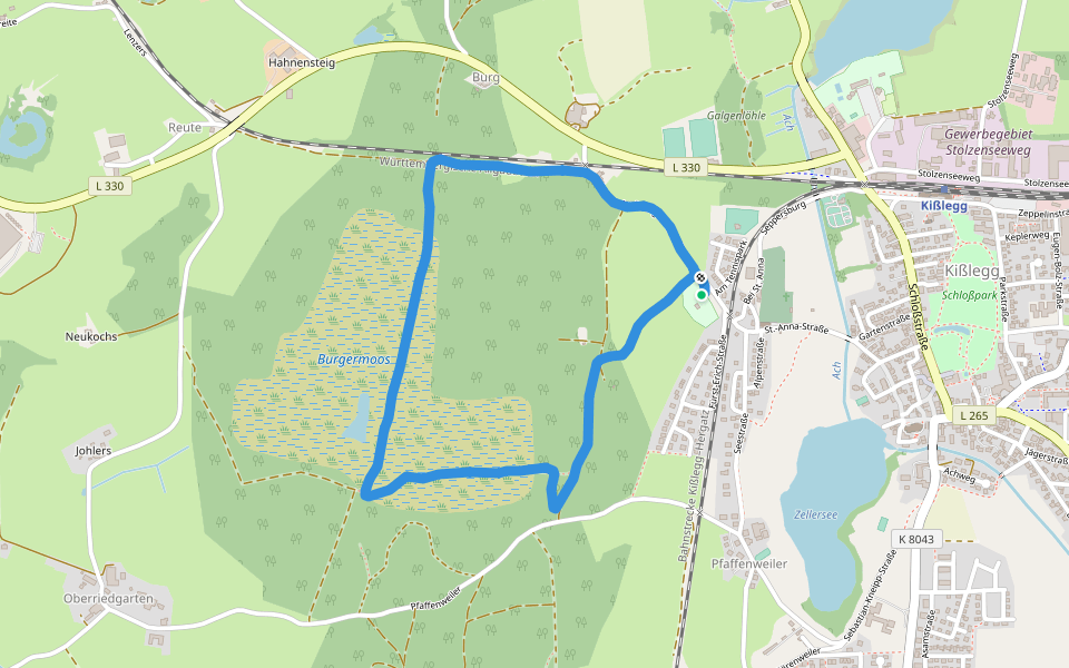 Bürgermoos walking route map in Kißlegg