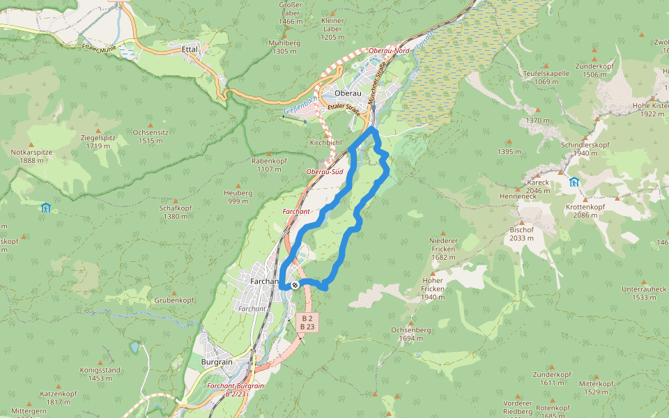 Rundweg Farchant-Oberau walking route map in Farchant