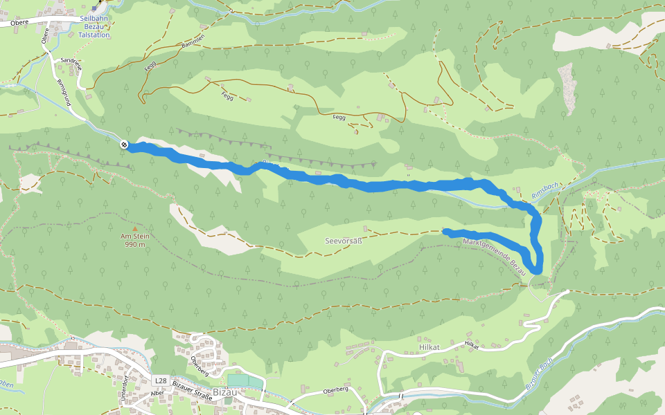 Fegg walking route map in Bezau