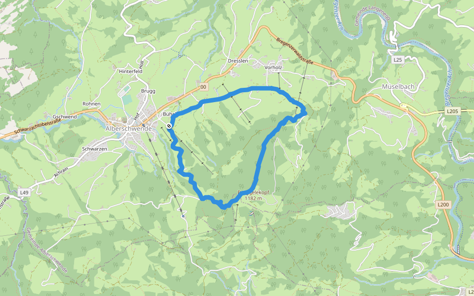 Sagenweg M3 walking route map in Alberschwende