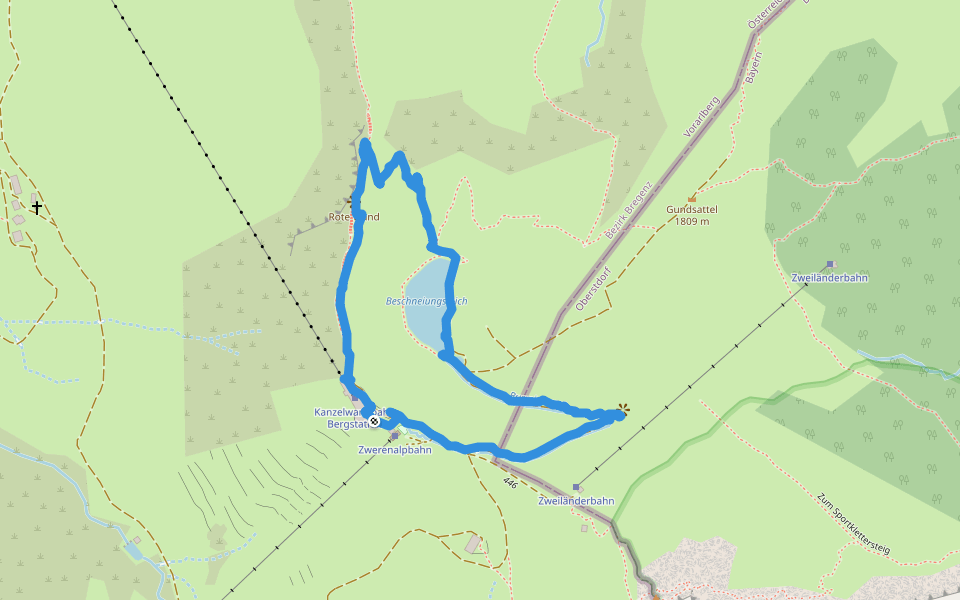 Rote Wand walking route map in Riezlern