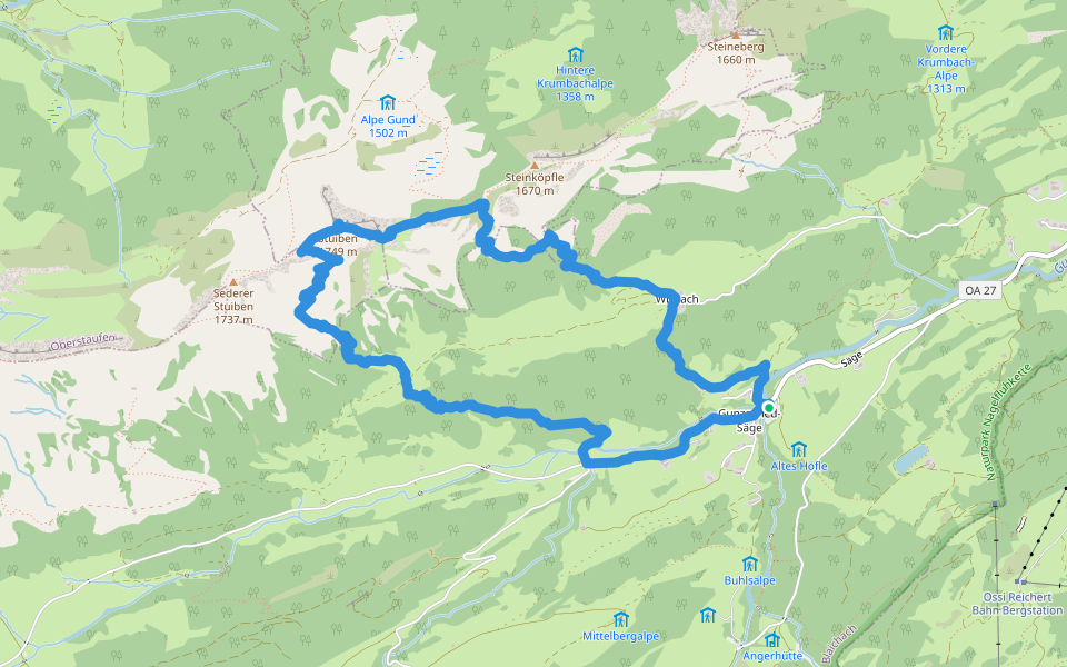 Steinköpfle walking route map in Blaichach