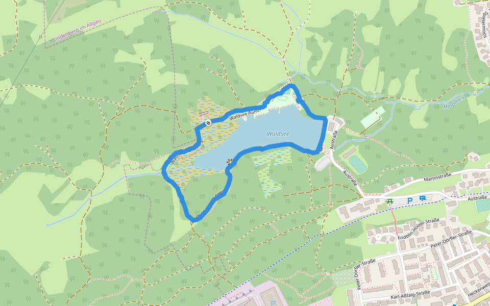 Waldsee walking route map in Lindenberg im Allgäu