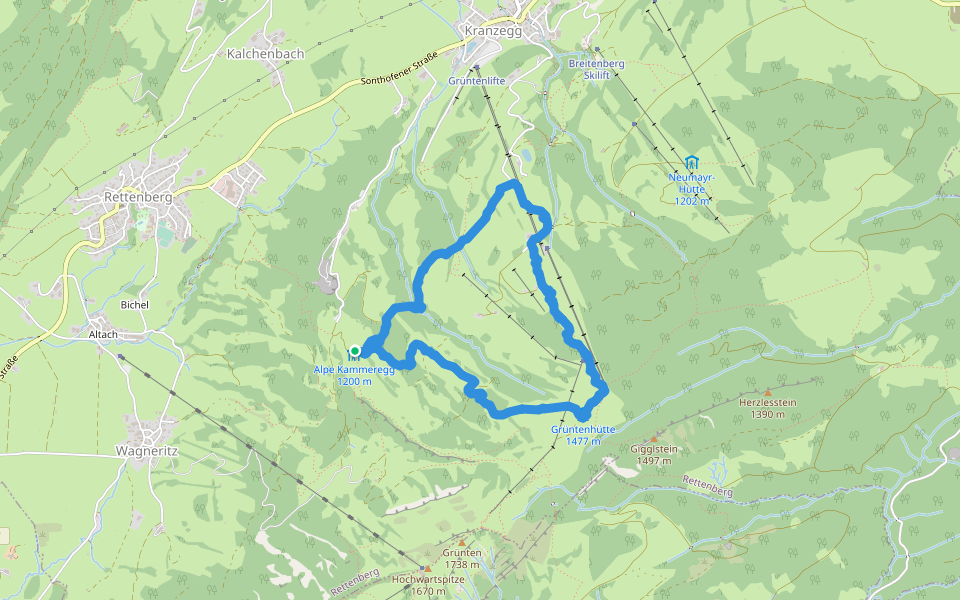 Lustiger Wanderweg walking route map in Rettenberg