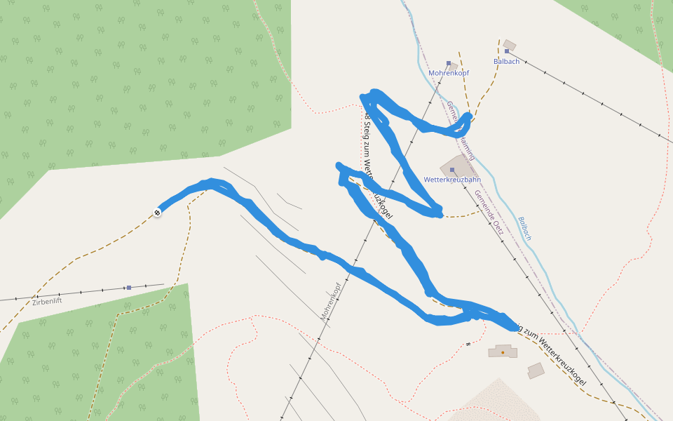148 Steig zum Wetterkreuzkogel walking route map in Silz