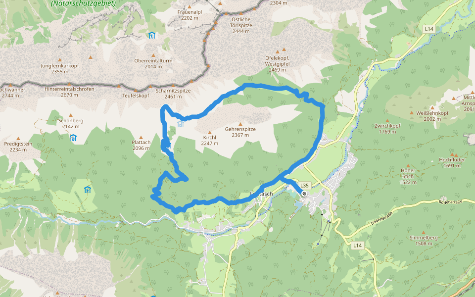 Adlerweg walking route map in Leutasch