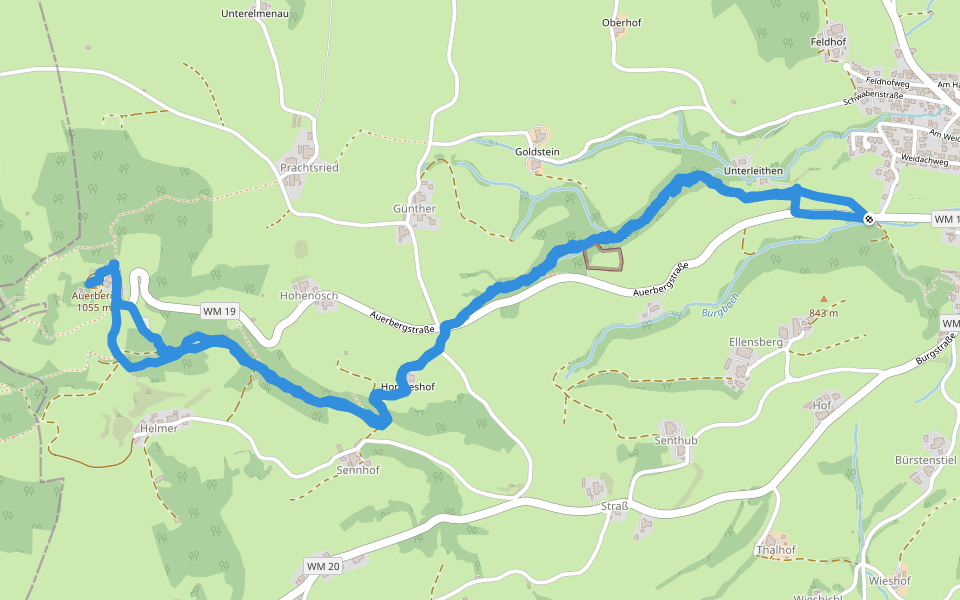 Zufahrt Entlastungsbauwerk Burgbach walking route map in Bernbeuren
