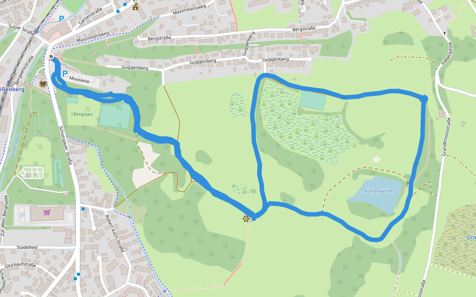 Festplatz walking route map in Peißenberg