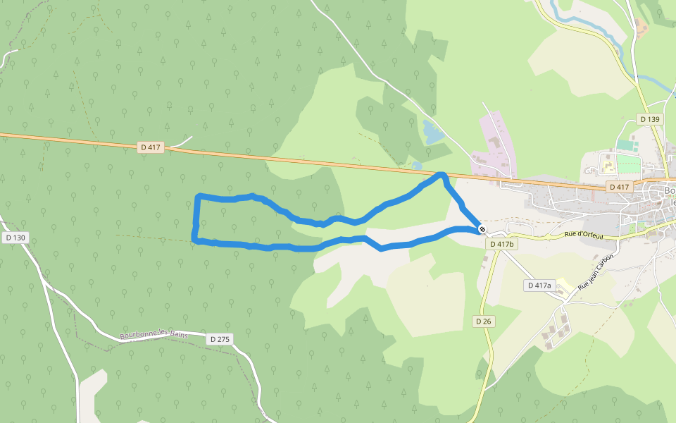 Chemin de la Grand Voie walking route map in Bourbonne-les-Bains