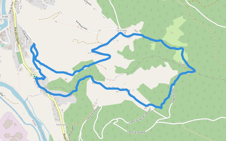 Chemin de la Diadère walking route map in Éloyes