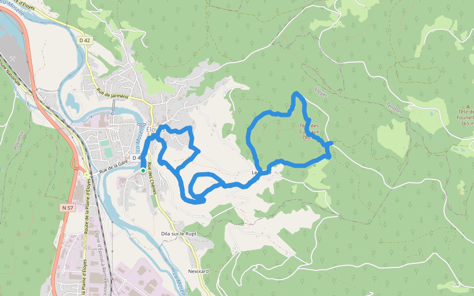 Chemin de Dila sur le Rupt walking route map in Éloyes