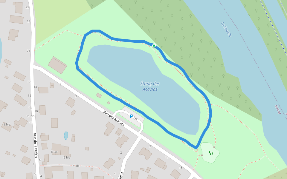 Étang des Acacias walking route map in Golbey