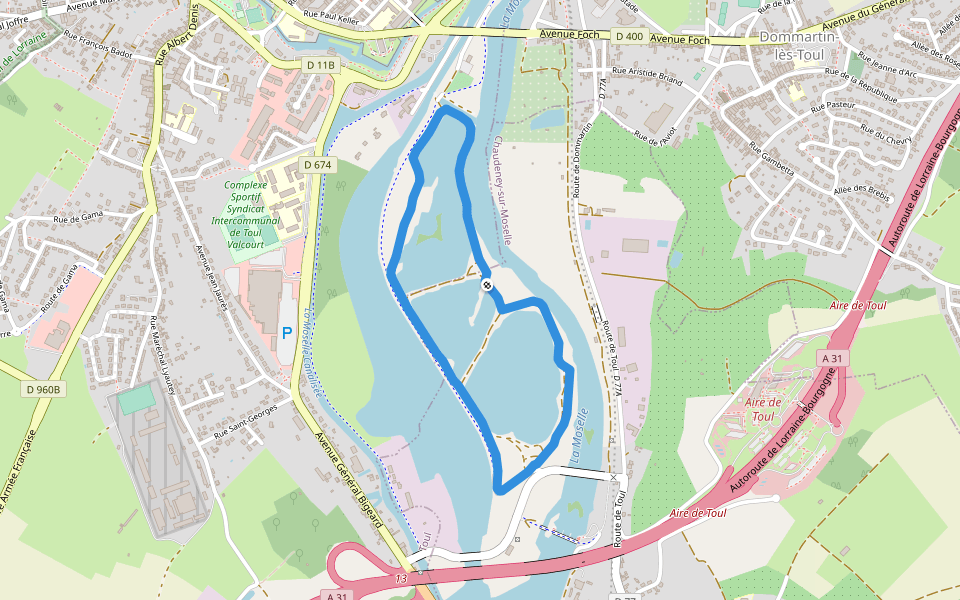 La Moselle Canalisée walking route map in Chaudeney-sur-Moselle