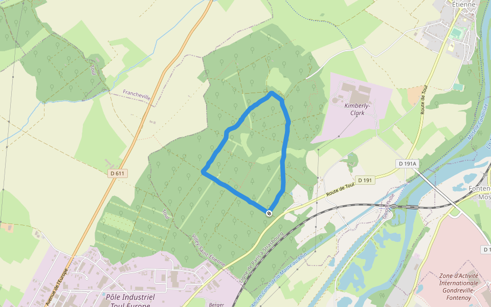 Fort du Vieux Canton walking route map in Villey-Saint-Étienne