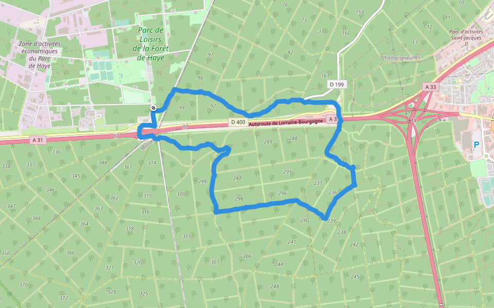 Route Renard walking route map in Bois-de-Haye