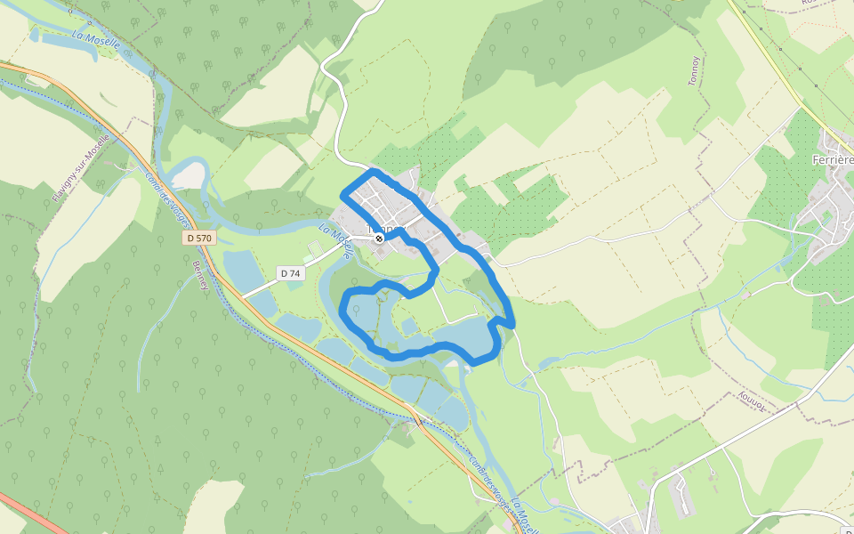 La Moselle walking route map in Tonnoy