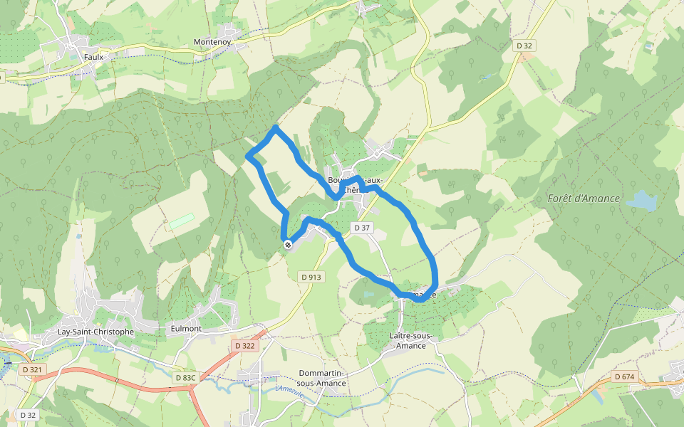 Chemin de la Fontaine walking route map in Bouxières-aux-Chênes
