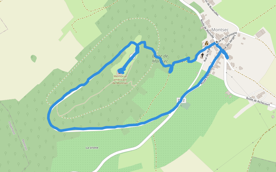 Montsec american monument walking route map in Montsec