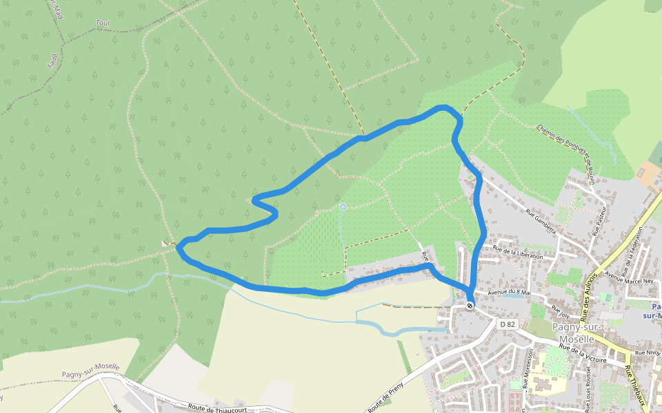 L'arbre à nichoirs walking route map in Pagny-sur-Moselle