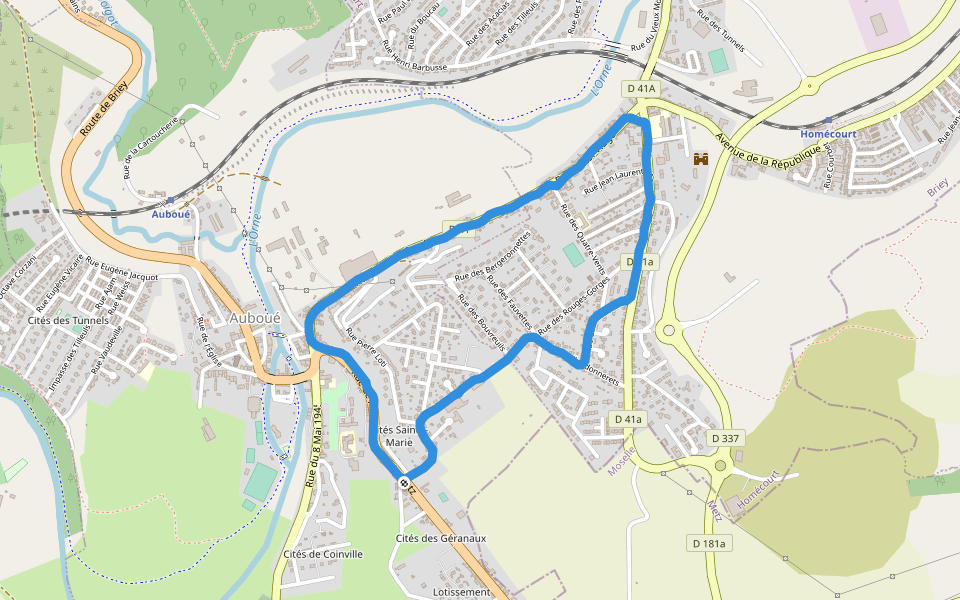 Parc Léonov walking route map in Auboué