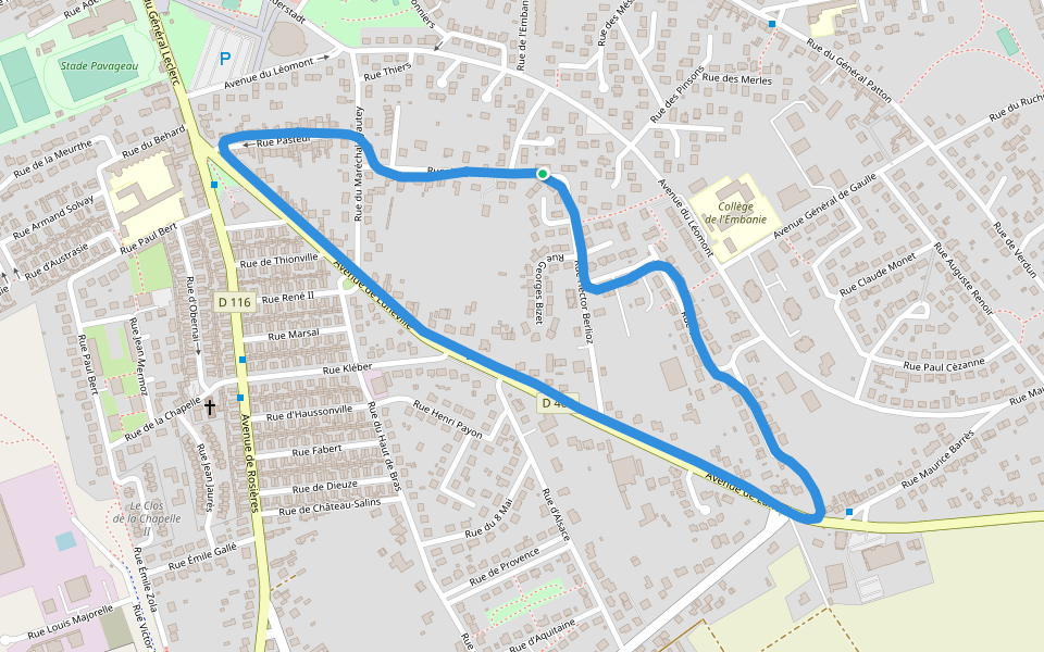 Square du Maroc walking route map in Dombasle-sur-Meurthe
