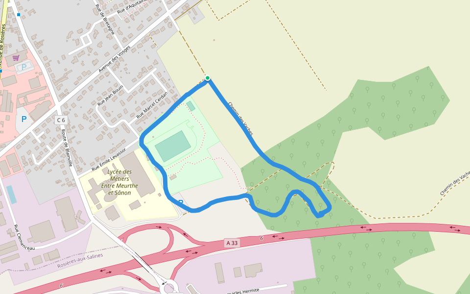 Lycée des Métiers Entre Meurthe et Sânon walking route map in Dombasle-sur-Meurthe