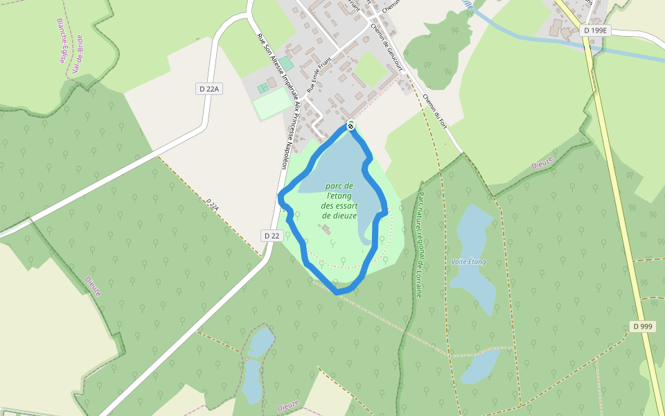 parc de l'etang des essart de dieuze walking route map in Dieuze