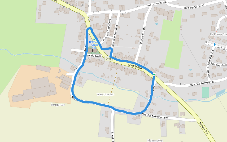 Église Saint-Remi walking route map in Bettborn
