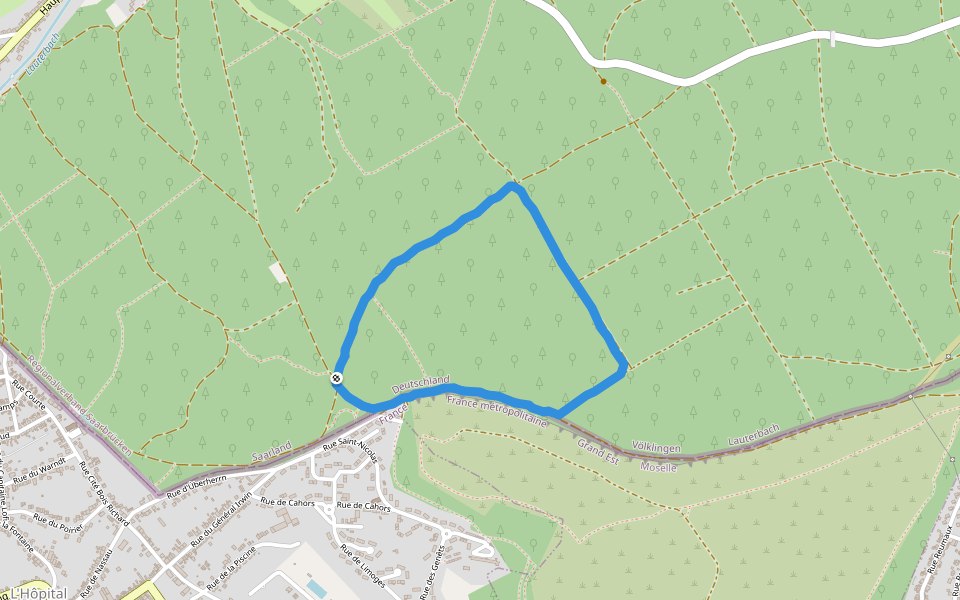 Forêt de Zang walking route map in L' Hôpital