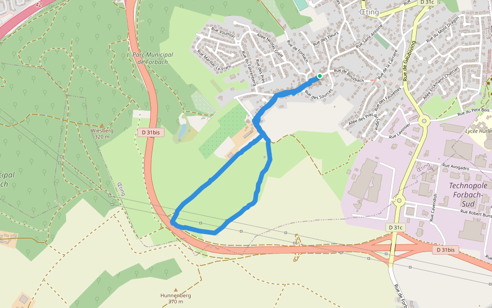 Wildbruecke walking route map in Œting