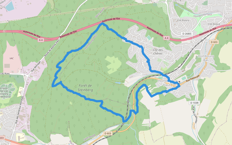 Edelweiss walking route map in Hombourg-Haut