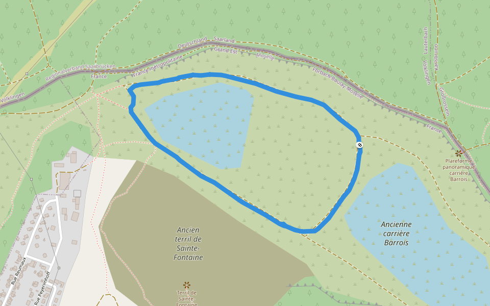 Ancienne carrière Barrois walking route map in Völklingen
