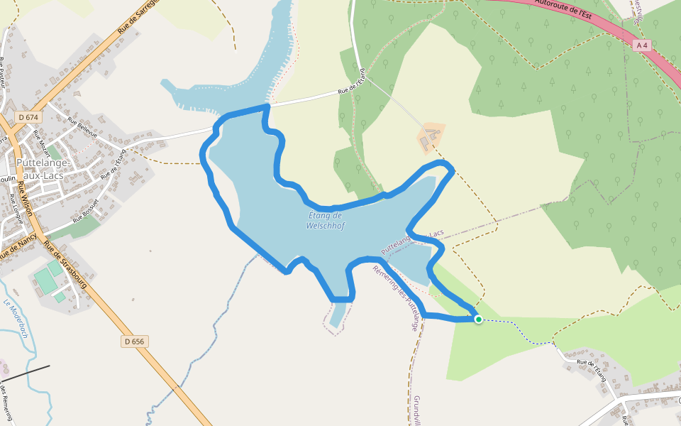 Étang de Welschhof walking route map in Grundviller