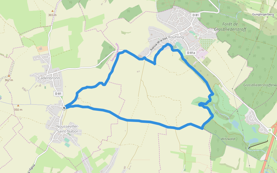 Witzwald walking route map in Nousseviller-Saint-Nabor