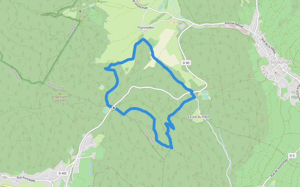 Menhir de Langenstein walking route map in Soultzmatt